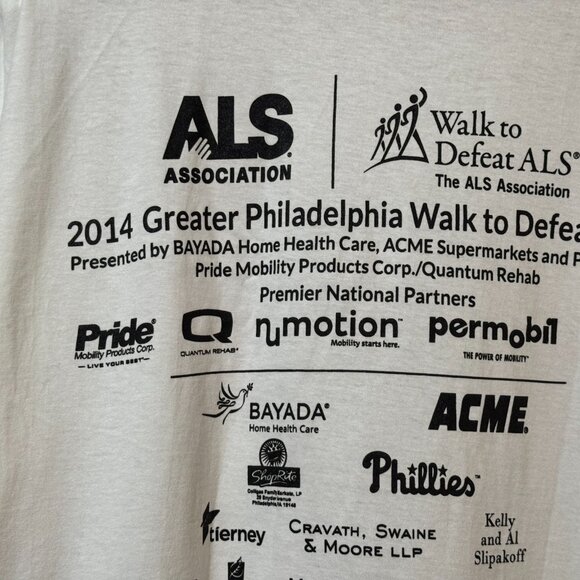 Fruit of the Loom 100% Cotton Walk to Defeat ALS T-Shirt, White, XL - Picture 7 of 13